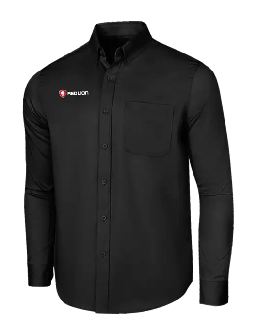 Long Sleeve Deep Black Superpro React Twill Shirt w/Red Lion Logo