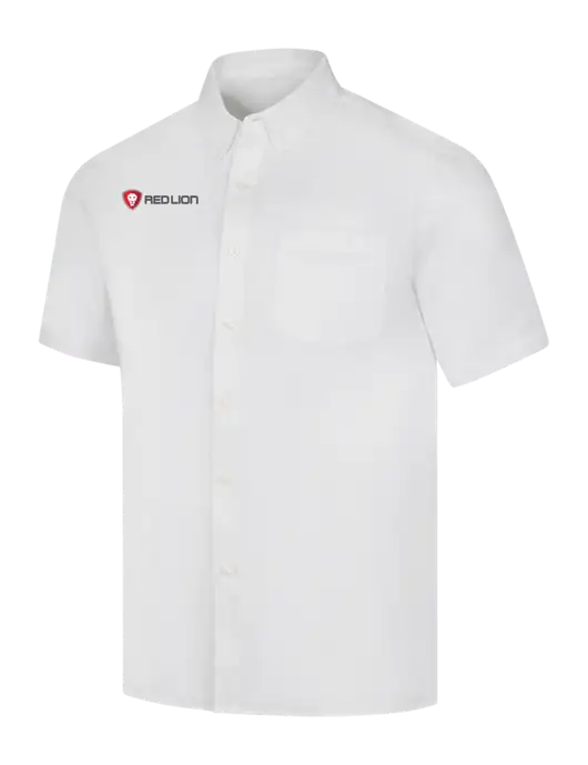 Short Sleeve White Superpro React Twill Shirt w/Red Lion Logo