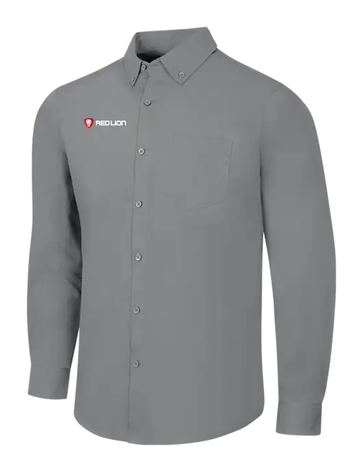 Medium Grey Long Sleeve Carefree Poplin Shirt w/Red Lion Logo