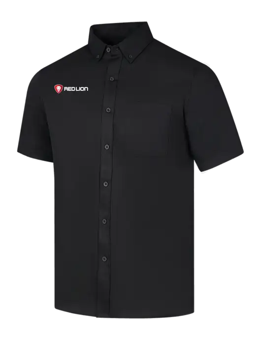 Short Sleeve Deep Black Superpro React Twill Shirt w/Red Lion Logo