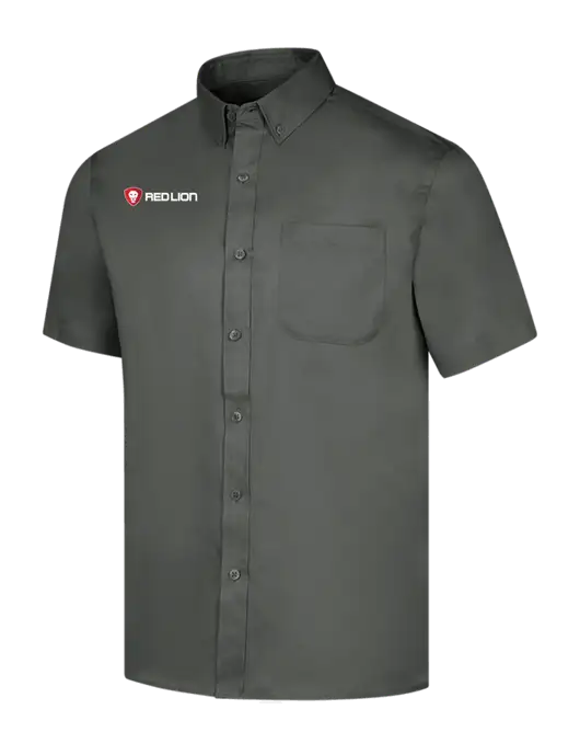 Short Sleeve Dark Grey Superpro React Twill Shirt w/Red Lion Logo