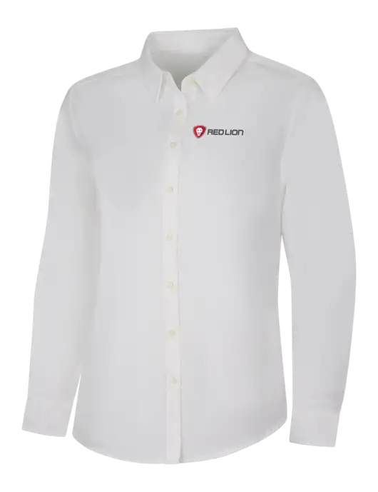 Womens White Long Sleeve Superpro React Twill Shirt w/Red Lion Logo