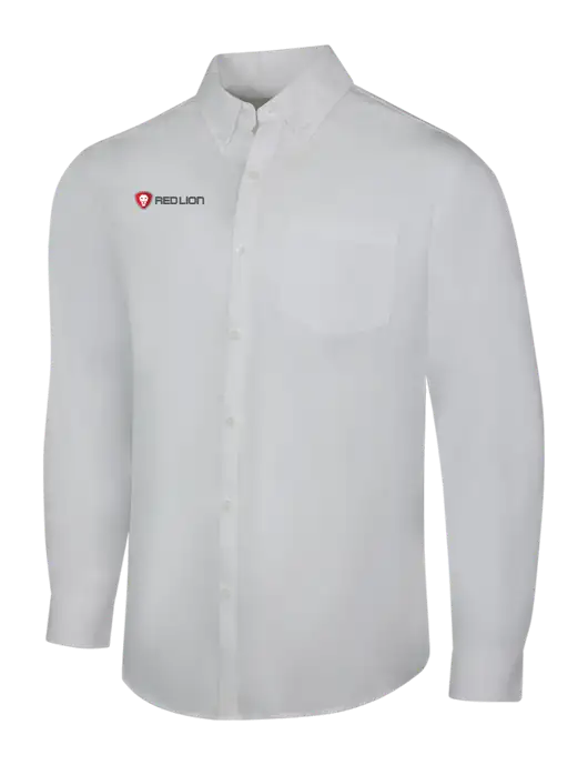 White Long Sleeve Carefree Poplin Shirt w/Red Lion Logo