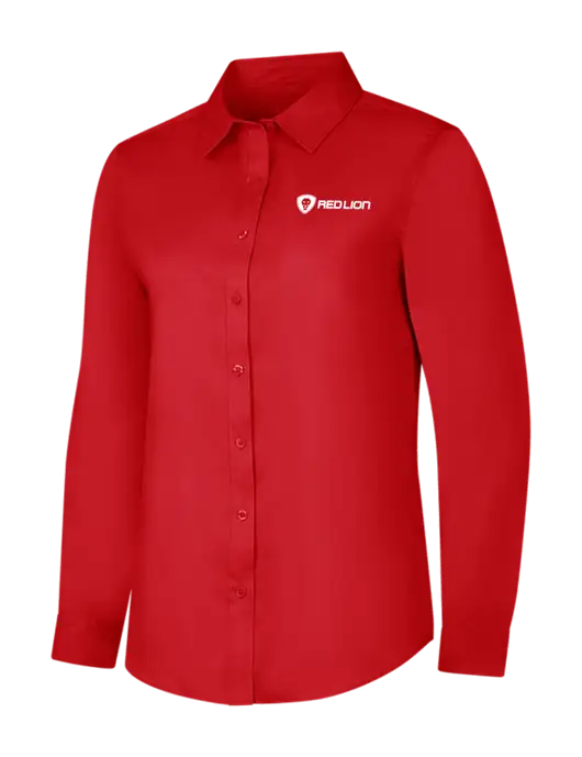 Red Womens Long Sleeve Superpro React Twill Shirt w/Red Lion Logo