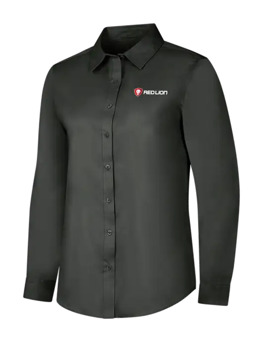 Dark Grey Womens Long Sleeve Superpro React Twill Shirt w/Red Lion Logo