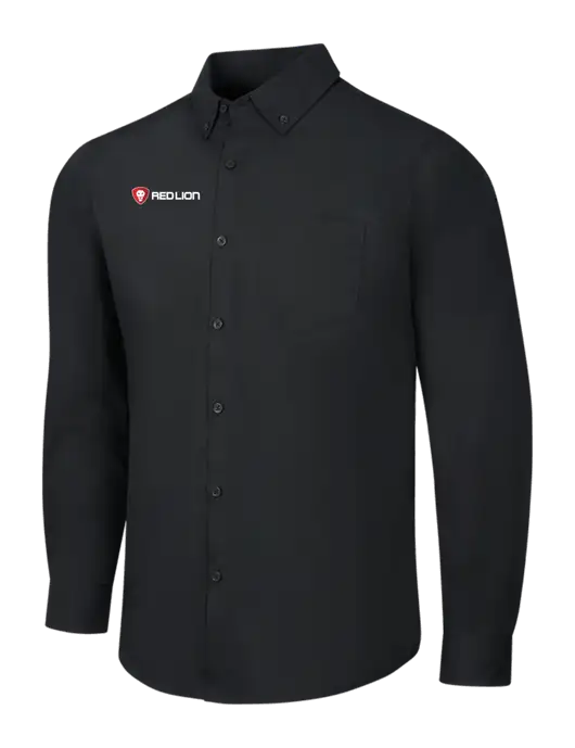 Black Long Sleeve Carefree Poplin Shirt w/Red Lion Logo