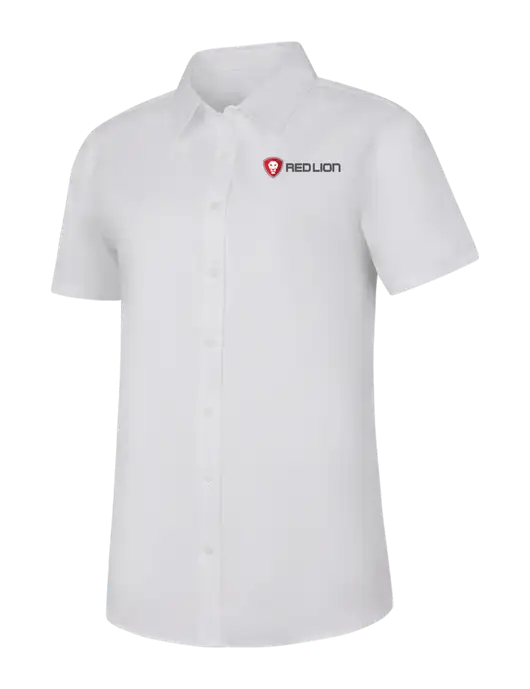 Womens White Short Sleeve Superpro React Twill Shirt w/Red Lion Logo