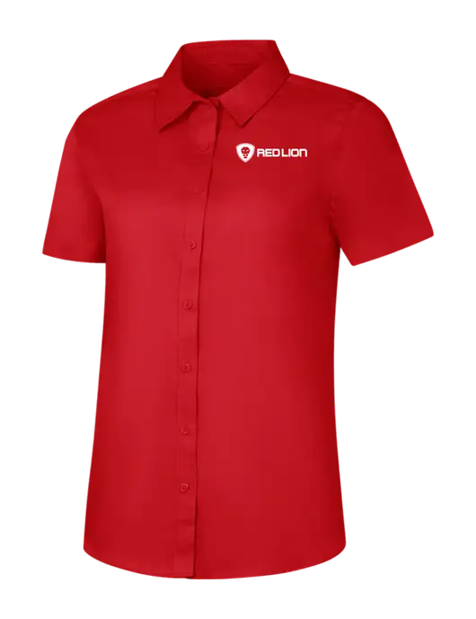 Womens Red Short Sleeve Superpro React Twill Shirt w/Red Lion Logo