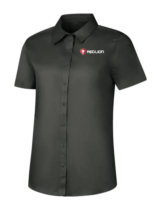 Womens Dark Grey Short Sleeve Superpro React Twill Shirt w/Red Lion Logo
