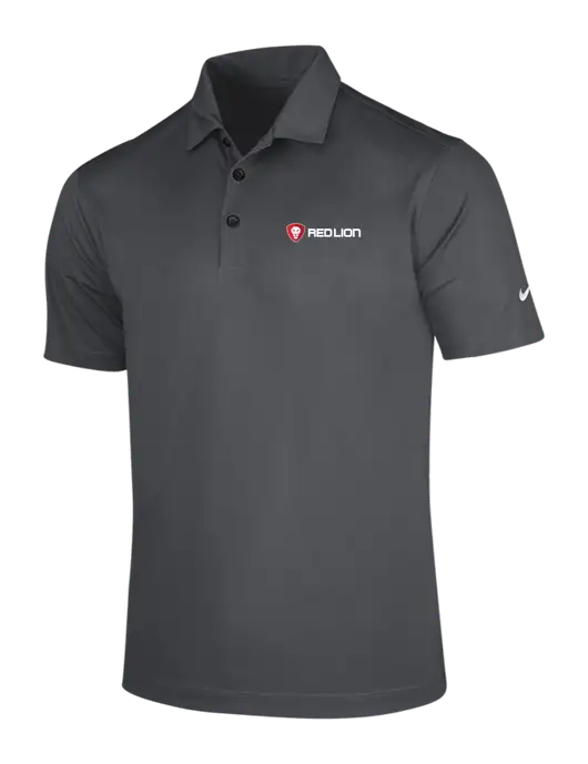 NIKE Dark Grey Dri-Fit Vertical Mesh Polo w/Red Lion Logo