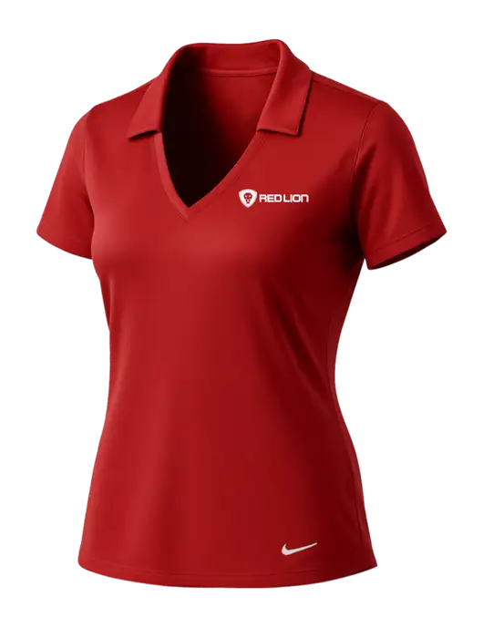 NIKE Red Womens Dri-Fit Vertical Mesh Polo w/Red Lion Logo