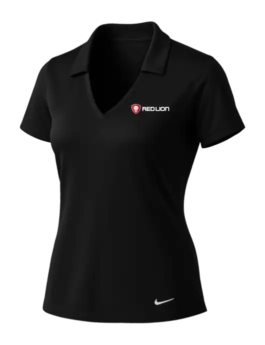 NIKE Black Womens Dri-Fit Vertical Mesh Polo w/Red Lion Logo