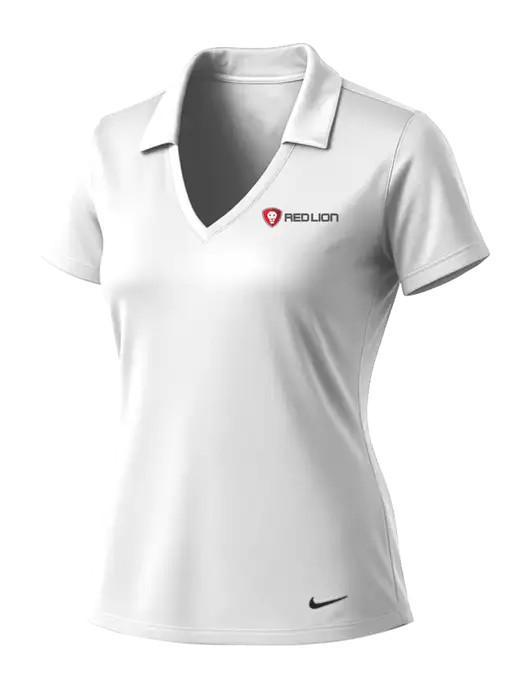 NIKE White Womens Dri-Fit Vertical Mesh Polo w/Red Lion Logo