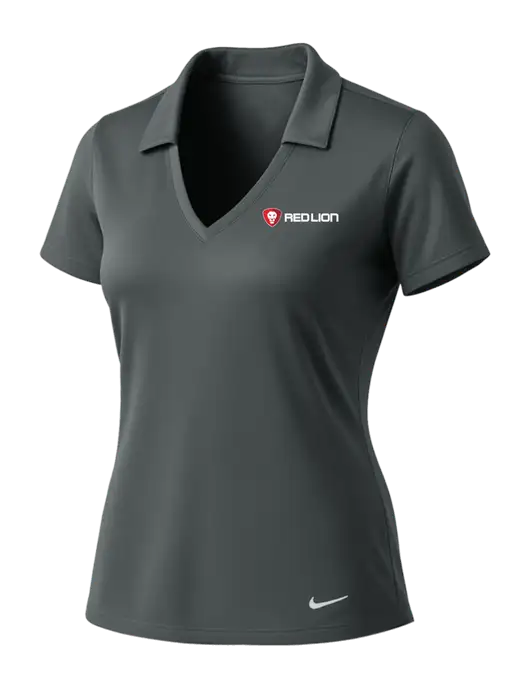 NIKE Dark Grey Womens Dri-Fit Vertical Mesh Polo w/Red Lion Logo