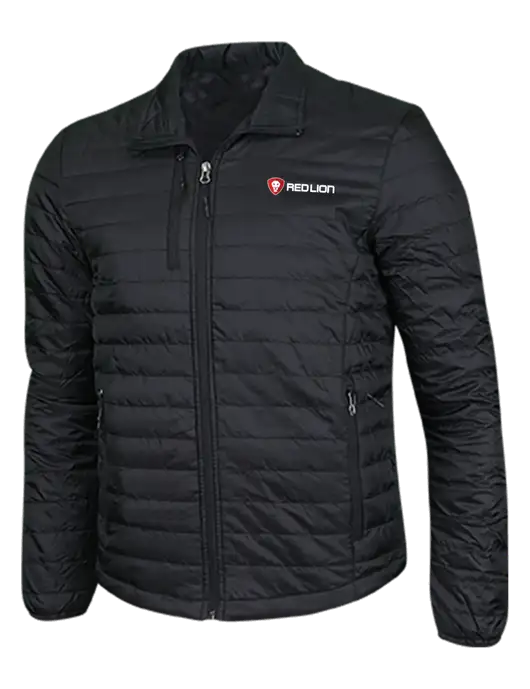 Deep Black Puffy Packable Jacket w/Red Lion Logo