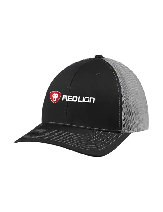 Richardson Adjustable Snapback Original 112 Trucker Cap Black w/Charcoal Mesh w/Red Lion Logo