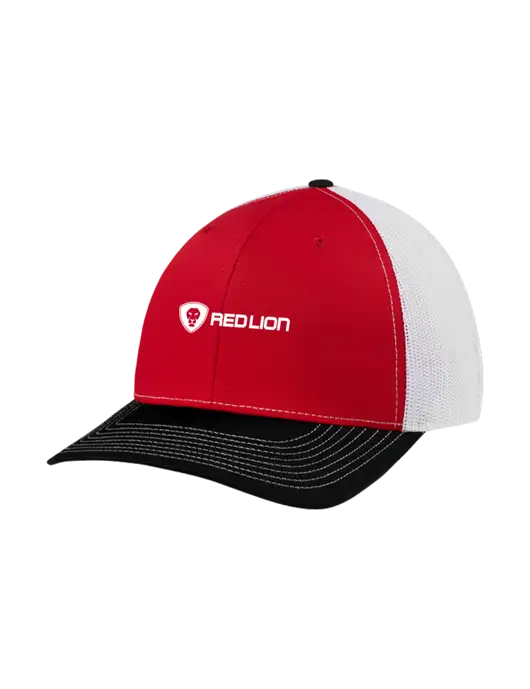 Richardson Adjustable Snapback Original 112 Trucker Cap Black/Red/White Mesh w/Red Lion Logo