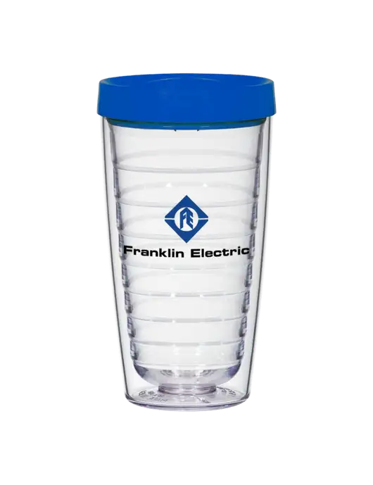 16 oz Trivex Double Wall Tumbler with Royal Blue Travel Lid w/Franklin Electric Logo