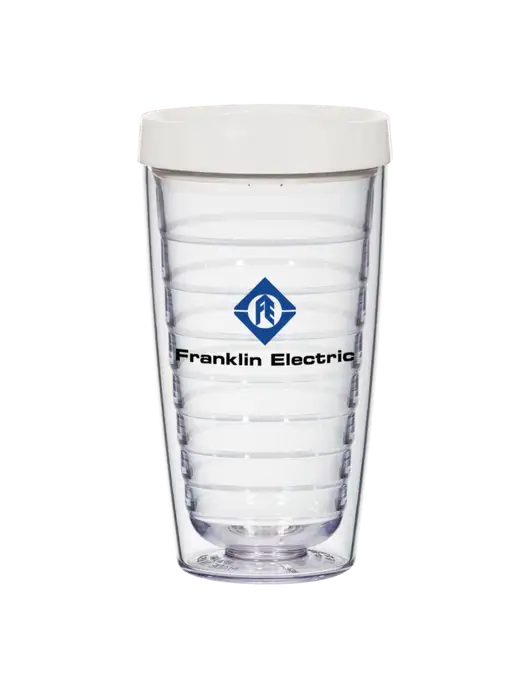 16 oz Trivex Double Wall Tumbler with White Travel Lid w/Franklin Electric Logo